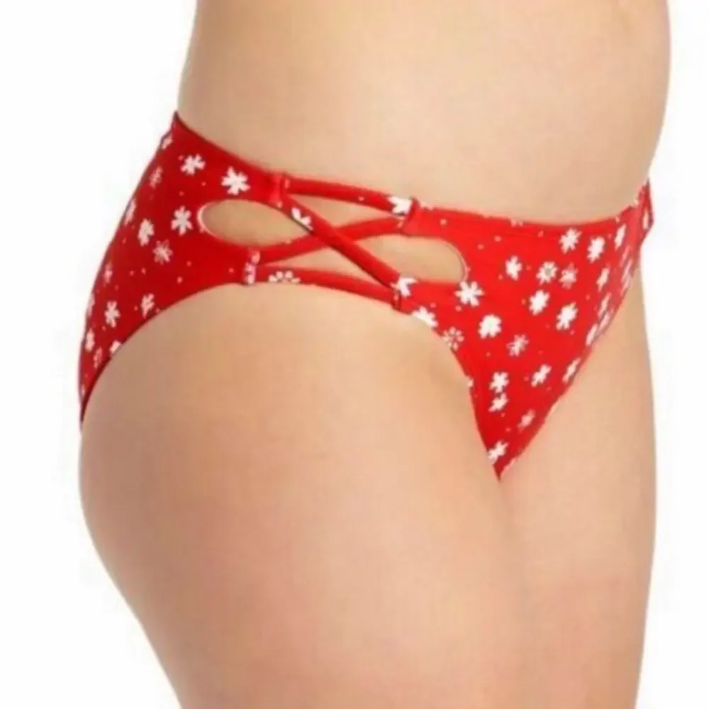 California Waves red strappy bikini swim bottom